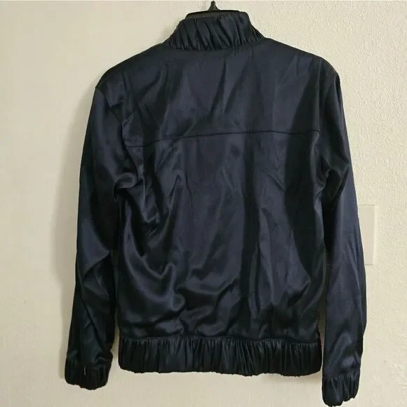Athletic Propulsion Labs APL Varsity Jacket Satin Navy Blue Size Small